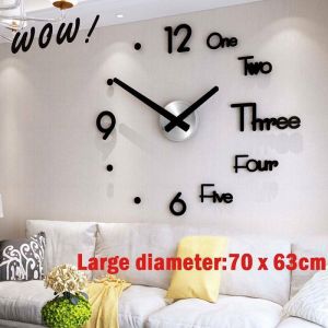 🔥【Readystock】 + FREE Shipping🔥 DIY 3D Wall Clock Big Art Clock Sticker Modern Large Mirrors Surface Luxury