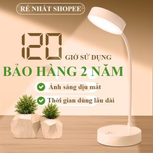 Đèn học chống cận thông minh đèn học để bàn tích điện Đèn Led để bàn làm việc Màn hình LCD cảm ứng hiển thị đồng hồ ngày tháng nhiệt độ phòng 3 chế độ sáng tích hợp báo thức - Bảo Hành 12 Tháng