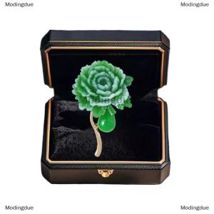 [COD] Modingdue Fashion Exquisite Green Peony Flower Brooch For Women Girls Vintage Anti-slip Pins Versatile Corsage Clothing Accessories Gifts