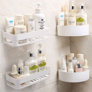 Plastic Bathroom Shelf Organizer Kitchen Storage Rack Self Adhesive Wall Storage Organizer 4 colors