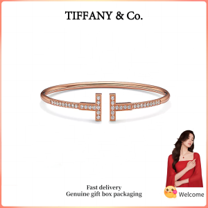 (New) Womens Fashion Bracelet Rose Gold T Series Diamond-paved wire bracelet Valentines Day holiday gifts