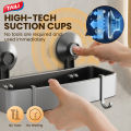 TAILI Aluminum Shower Caddy Suction Cups, Shower Shelf Drill-Free Shower Organizer, Rustproof Bathroom Caddy Wall Mount Shower Basket, Strong Weight Shower Storage, Black. 