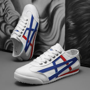 AU Mens slip-on casual tiger-patterned shoes low-top sneakers breathable canvas shoes mens driving shoes Forrest Gump-style shoes