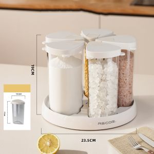 LIVELYN Nhiều ngăn Bình cấp hạt Trong suốt Đang xoay Hộp đựng 6 ngăn Bền bỉ Đa năng Bộ tổ chức ngũ cốc Đồ dùng nhà bếp