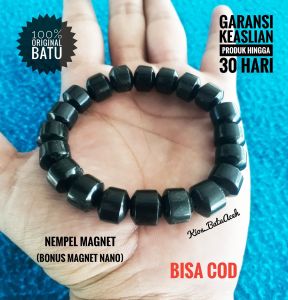 Gelang Batu Giok Black Jade Original Asli Aceh Bulat Size 14