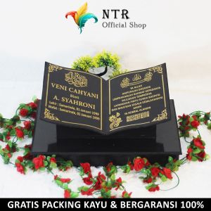 Batu Nisan Kuburan Model Bentuk Buku Makam Granit Full Ukuran 35X45 Plus Dudukan 35X45