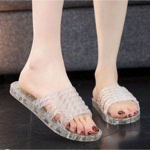 OKAIDO Sandal Flat Slides Selop Wanita Cewek Perempuan Gaya Fashion Korea Style Karet Jelly Glitter