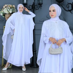 Kaftan Merak Mote Swarosky Bahan Jersey Mix Ceruty  Size M L XL XXL