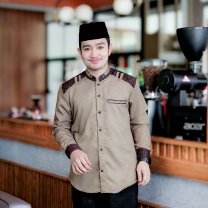 Baju Koko Pria Lengan Panjang Elrumi Motif Adidis Kombinasi Batik Best Seller