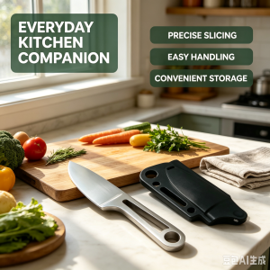 Skeleton Full Tang Kitchen Utility Knife Portable Fruit & Meat Cutting Knife with Protective Sheath Camping Food Prep Knife