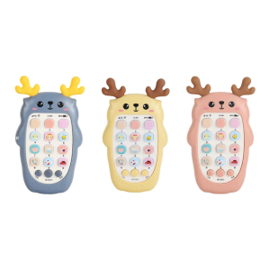 USB Rechargeable Phone Toy For Children Interactive Music Phone With Simulation Dialing Features Cartoon Deer Design