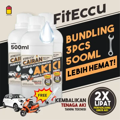 [3PCS] FitEccu Cairan Perbaikan Perawatan Aki Basah & Kering - Memperpanjang Umur Aki