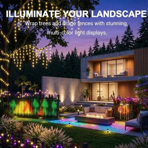 FORUM Waterproof Outdoor Net Lights RGBIC LED App Control Christmas Curtain Light String Lights Flexible Matrix LED Fairy Lamp Christmas Party