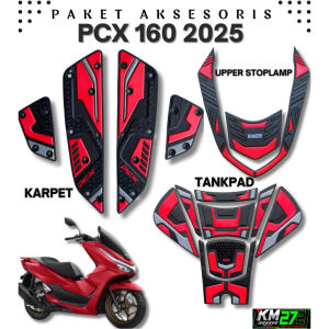 -SALMARY- Paket Aksesoris Motor PCX 160 2022 2023 2024 2025  ROADSYNC PELINDUNG BODY Bahan Karet Anti Licin | Karpet-Tankpad-Upper PCX KM272