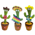 Boneka Kaktus Goyang Charger Usb - Mainan Kaktus Joget Peniru Suara - Kaktus Tiktok Menari Menyanyi Dance MENARI LED. 