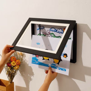 SG Stock A4 A3 Kids Artwork Display Frame Storage Art Painting Wooden Shadow Box Crafts Front opening Changeable Frae
