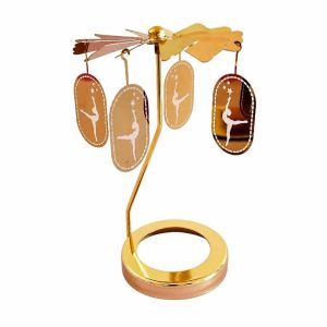 MAKERVY Candlestick Ornament Rotating Candle Holder Christmas Halloween Decor Metal Candle Spinner Creative Golden Transfer Windmill Romantic Home Decor