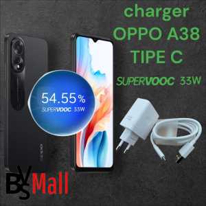 Charger OPPO A38 Super VOOC 33W Putih dengan Kabel Tipe C - Pengisian Cepat