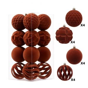 LZYBIM 16PCS 8CM Velvet Christmas Balls Matte Plastic Xmas Hanging Ball DIY Crafts Solid Color Christmas Tree Pendant Holiday Party Decor