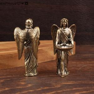 WP💓💛💖 Brass Angel Statue Figurines Desktop Decorations Creative Crafts Small Bronze Ornaments For Home Decor