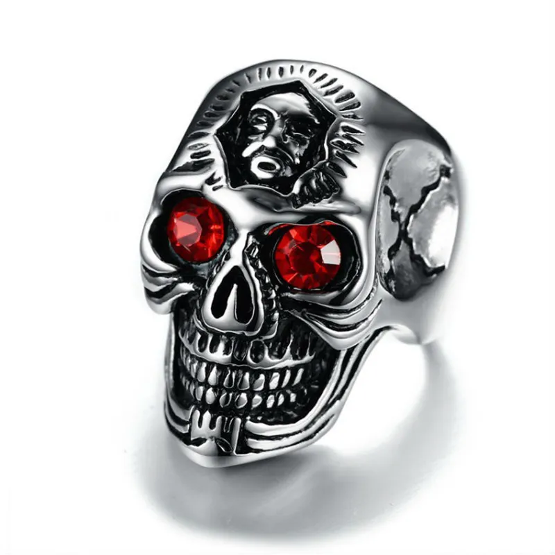 thumbnail image 2 of Gothic Skull Rings For Men - 2PC Stainless Steel Vintage Punk Biker Style, Sizes 8-15 2 of 10