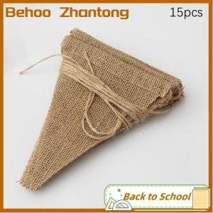Behoo 13 Flags Vintage Jute Hessian Burlap Bunting Banner Wedding party Photography Props Celebration Party Decoration Banner
