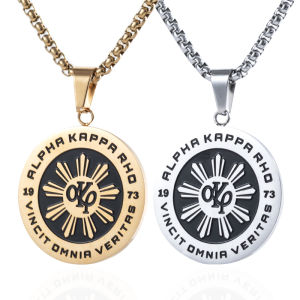 AKP Fashion Double-Sided Pattern Pendant Necklace for Women and Men Stainless Steel Jewelry Gifts