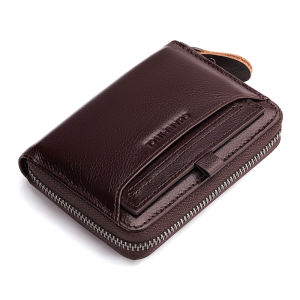 CHANPINCL Brand Mens Wallet Original Genuine Cow Leather Zipper Top Layer Leather Vertical Purse Soft Multifunctional Fashion