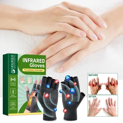Anti-Arthritis Gloves Compression Breathable Half Finger Rheumatoid Relief Hand Wrist Pain Infrared Gloves For Men Women Infrared-Arthritis Gloves Comfy Fit Fingerless Design For Aches Cold Hands(1pair)