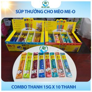 Hộp 100 Thanh-Súp Thưởng Cho Mèo Me-O Nhiều Dinh Dưỡng mix 4 vị và 8 vị combo 100 thanh