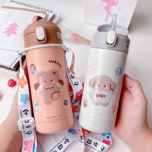 VIVOLILV กระติกน้ำเด็ก พร้อมหลอดและหูหิ้ว ขนาด380ml ด็กลายการ์ตูน กระบอกเก็บอุณหภูมิ กระติกน้ำร้อน-เย็น สแตนเลส304 แก้วเก็บความเย็น ถ้วยดูดความจุขนาดใหญ่ เก็บอุณหภูมิได้ยาวนาน