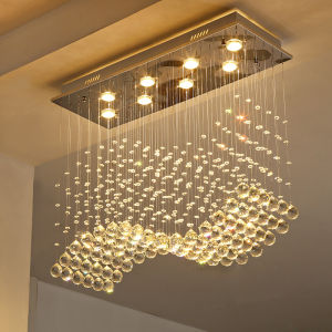 Phube K9 Crystal Chandeliers Modern Flush Mount Ceiling Light Fixtures Rectangle Chandelier for BedroomLiving RoomDining Room Light Fixtures for Indoor Home Lamp Fixtures