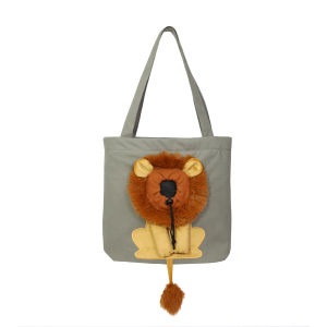 Lovinland Dogs Cats Handbag Can Be Exposed Head Lion Shape Shoulder Bag Canvas Outdoor Convenient Small Cats Dogs Pet Bag