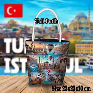 tas totebag tali sumbu mini wanita motif turki souvenir - oleh oleh ukuran 25 X 25 X 5