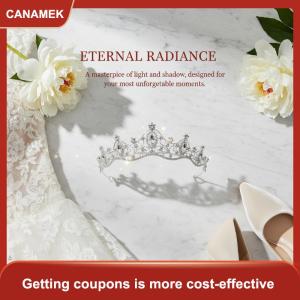 【CANAMEK】 Đám cưới tóc Tiara pha lê Bridal Tiara vương miện bạc màu diadem Mạng Che Mặt tiaras Phụ kiện tóc cưới headpieces đầu trang sức