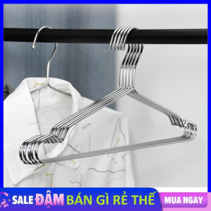 COMBO 10 Móc Phơi Đồ Móc Treo Quần Áo Inox Khổng Gỉ Có Rãnh Chống Trượt Tiện Lợi - Mắc Phơi Đồ - Móc INOX Phơi Quần Áo Treo Áo Sơ Mi Áo Khoác Gọn Tủ