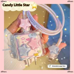 [COD] dfhws Kawaii Cute 3D Star Love Heart Wave Border Y2K USB Protector Cover For IPhone 18 20W Data Line Head Cord Fast Charging Case