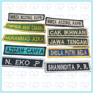 Bordir Nama Dada Custom | Bordir Nama Sekolah Custom | Bordir Nama Custom Satuan