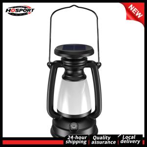 【HOSPORT】 โคมไฟตั้งแคมป์ LED วินเทจ 800mAh/1200mAh ชาร์จ USB Type-C พลังงานแสงอาทิตย์ กันน้ำ สำหรับการเดินป่า