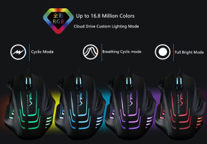 AULA S18 Gaming Mouse with 7 Customized Marco Keys Balancing Weight 6 DPI Breath Light Mouse for PC Laptop Computer