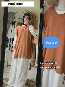 Baju wanita gamis set Long vest Nadia Dress outer bahan Crinkle Premium model baru 2026