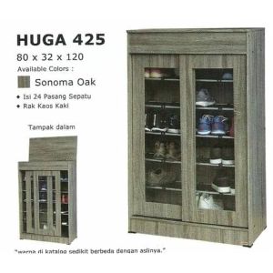 LEMARI SEPATU KACA 24 PASANG PINTU SLIDING GESER HUGA 425 [PARBUB]