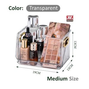 ชั้นวางเครื่องสำอาง ชั้นวางของบนโต๊ะ ดีไซน์เรียบหรู วางซ้อนได้ ชั้นเก็บเครื่องสำอาง หูจับสีทองดูหรูหรา