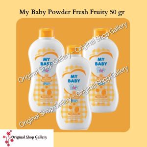 Paket Bundle 3pcs My Baby Powder Bedak Bayi Anti Biang Keringat plus Telon Wangi Fruity Soft & Gentle 3x50gr