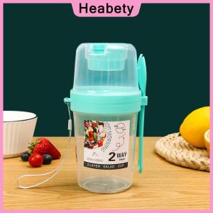 Heabety Breakfast Fruit Oat Yogurt Salad Cup With Lid And Spoon Two-layers Food Storage Bento Box Fitness Fat-Reduced Taper Bowl