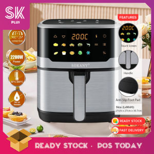 SKPLUS 7.5L Air Fryer Non Stick Coating Visual Window Stainless Steel Smart Touch Screen Multifunction Oil Free Fryer Penggoreng Udara - Fulfilled by SKPLUS