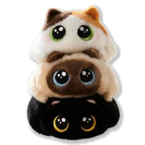FGJEB Cartoon Cat Plush Toys Fluffy Soft Round Stuffed Animals Cat Kids Toy Kitten Plush Siamese Cat Home Decoration
