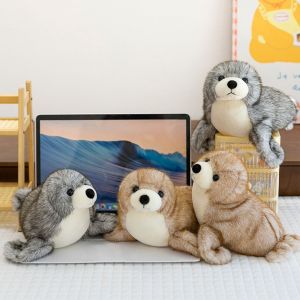 JUVIAAL Soft Sea Lion Plush Toys Fluffy PP Cotton Sea World Animal Stuffed Dolls Kawaii Cartoon Seal Stuffed Animal Decorate Present