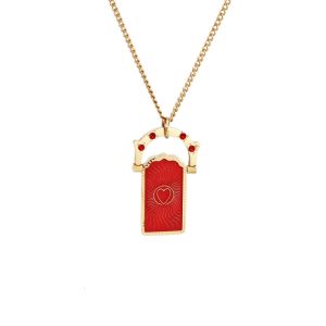 YOCKY Fashionable Card Pendant Necklace Gold-plated Colored Heart Womens Collarbone Chain Vintage Color Preserving Y2K Neck Jewelry For Women