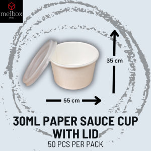 [50 pcs] 30ml 1oz Disposable Paper Sauce cup with Lid Dressing Ketchup Mayo Mustard Sawsawan Toyo